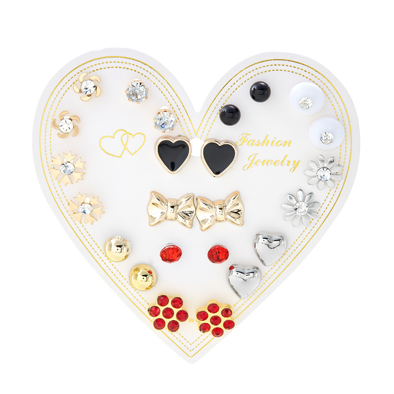 Rhinestones Inlay Material 1 Set Simple Style Classic Style Heart Shape Inlay Alloy Rhinestones Ear Studs