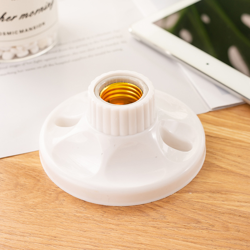E27 ceramic socket halogen lamp holder with half-plastic flat base and spiral socket