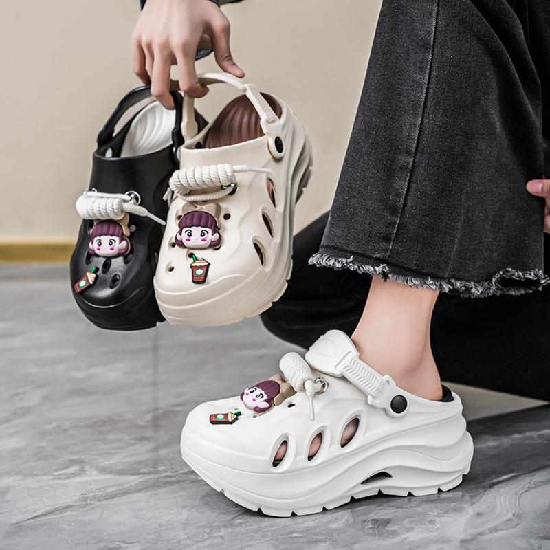 2025 verano nuevo estilo antideslizante de suela gruesa zapatos con agujeros de EVA zapatos para aumentar la altura