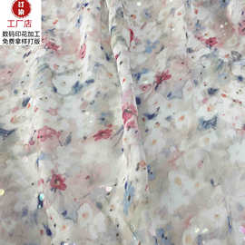新品现货 雪纺印花面料 烫金小碎花连衣裙面料长裙布料