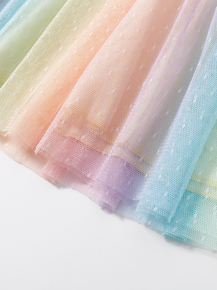Pequeño experto europeo y americano niños princesa vestido verano puro algodón malla niños falda niñas Vestido de manga corta