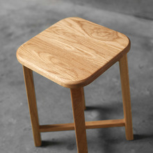 8KIJ白橡木梳妆凳全实木化妆凳餐凳方凳换鞋凳子餐凳置物架花架小