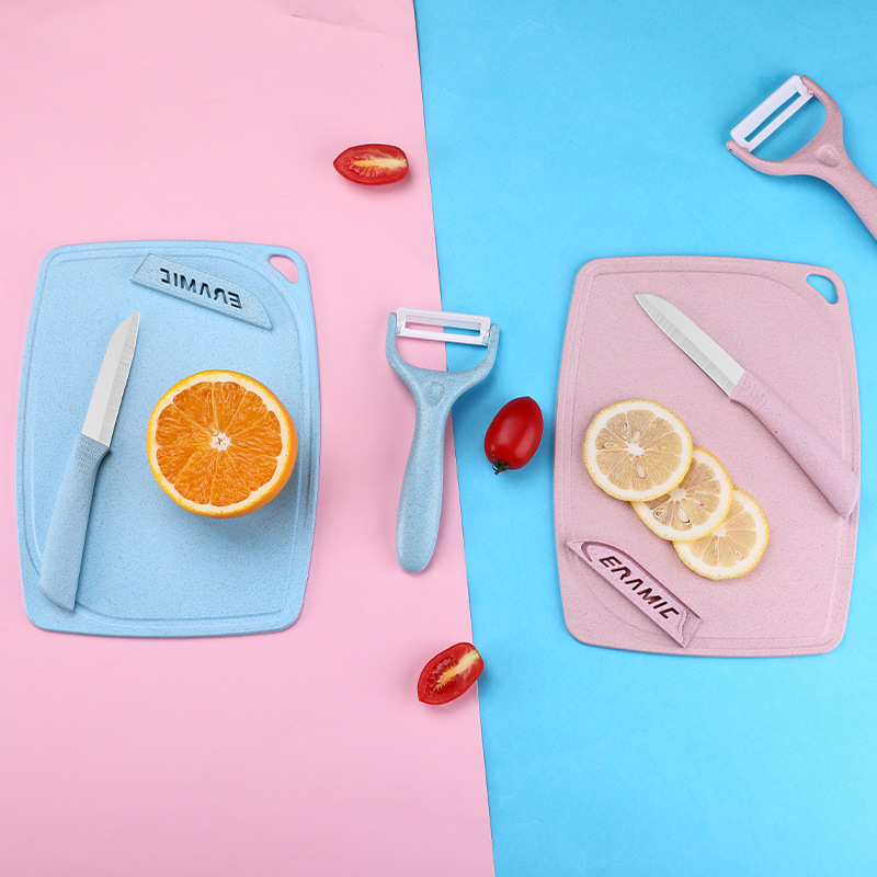 Cuchillo de frutas de acero inoxidable conjunto de cuchillo de planador de melón doméstico dormitorio para estudiantes lindo cuchillo de pelado portátil conjunto de tres piezas