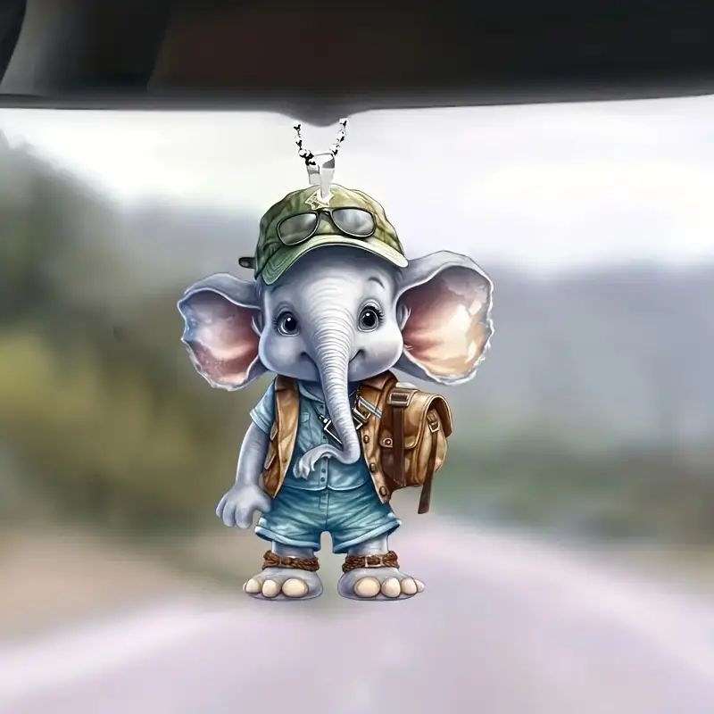 2D creativo nuevo lindo elefante regalo de vacaciones colgante acrílico plano transfronterizo colgante de espejo retrovisor interior