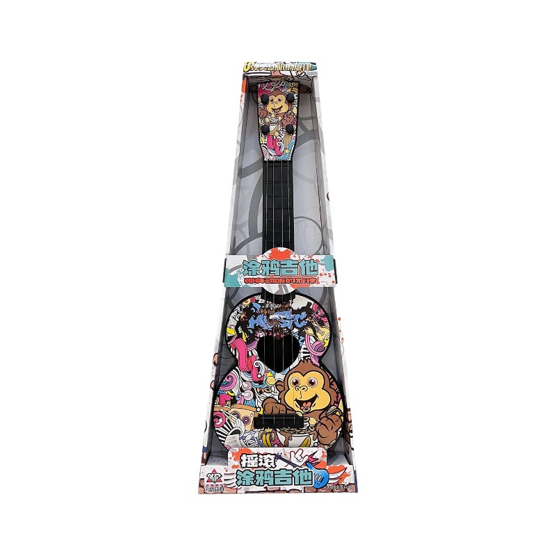 Niños graffiti ukulele DIY simulación tocable guitarra pequeña instrumento musical puzzle juguetes de educación temprana regalos de la institución