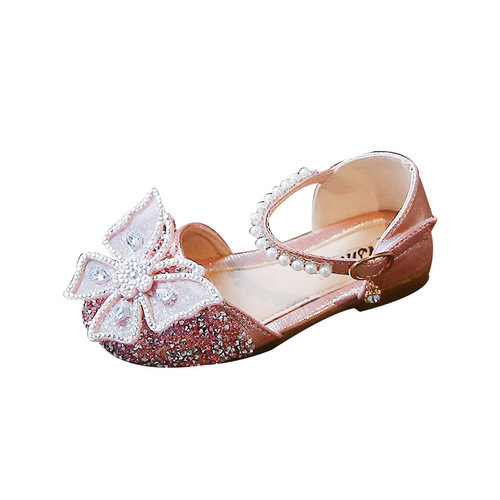 Baby Princess Shoes Summer Bowknot Pearl Sandals Children's Single Shoes High-Quality Small Leather Shoes