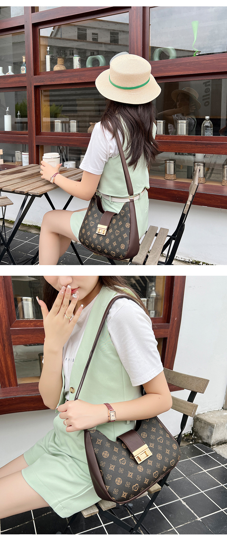 Women's Medium PVC Monogram Vintage Style Classic Style Zipper Underarm Bag display picture 5