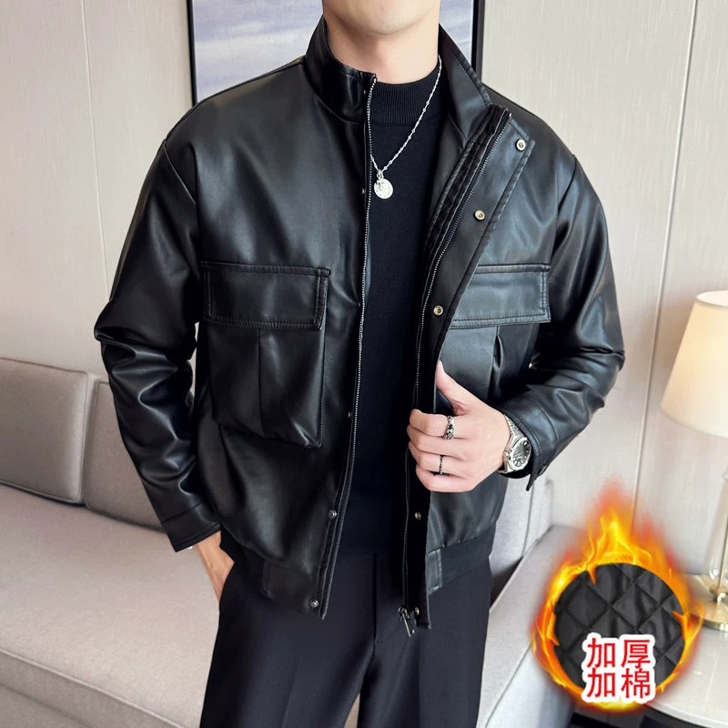 Demi-season polyurethane jacket, high-quality style