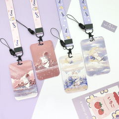 Embossed Cute Rose Bunny Student Cartoon Card Case Anti-Lost Durable Nametag IC Card Bag Game Card Protective Case