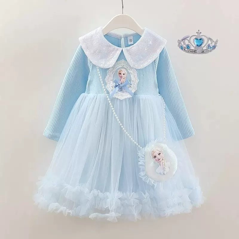 女童爱莎公主裙2024春季新款女孩春装洋气女宝宝连衣裙儿童仙女裙