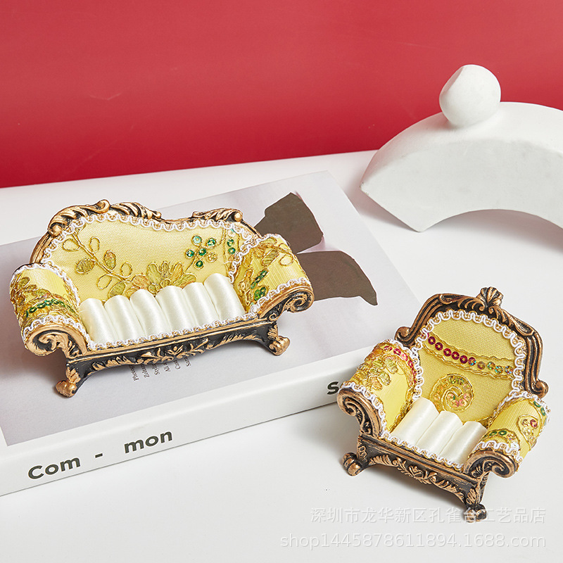 树脂小沙发摆件佛牌兵人娃娃摆放台树脂耳环耳钉戒指收纳沙发|ms