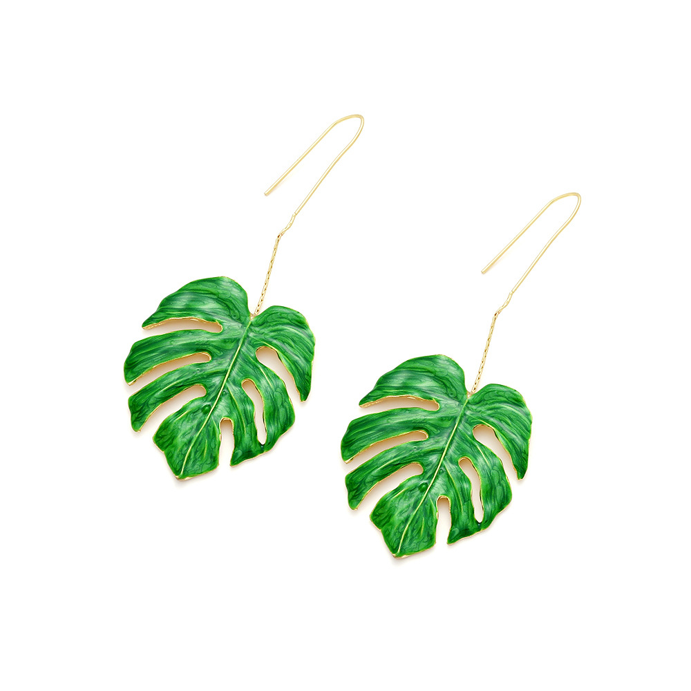 Sweet Leaf Zinc Alloy Enamel Women's Drop Earrings 1 Pair display picture 4