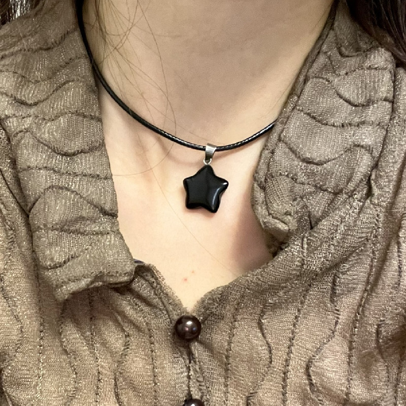 15g Weight Natural Stone Pendant Material Pendant Necklace Classification Leather Rope Chain Material 1 Piece Quantity Holiday, Daily Occasion natural stone, Leather rope Material Star Pattern Women's Gender Simple Style Style Simple Style Star Natural Stone Leather Rope Wholesale Pendant Necklace 1