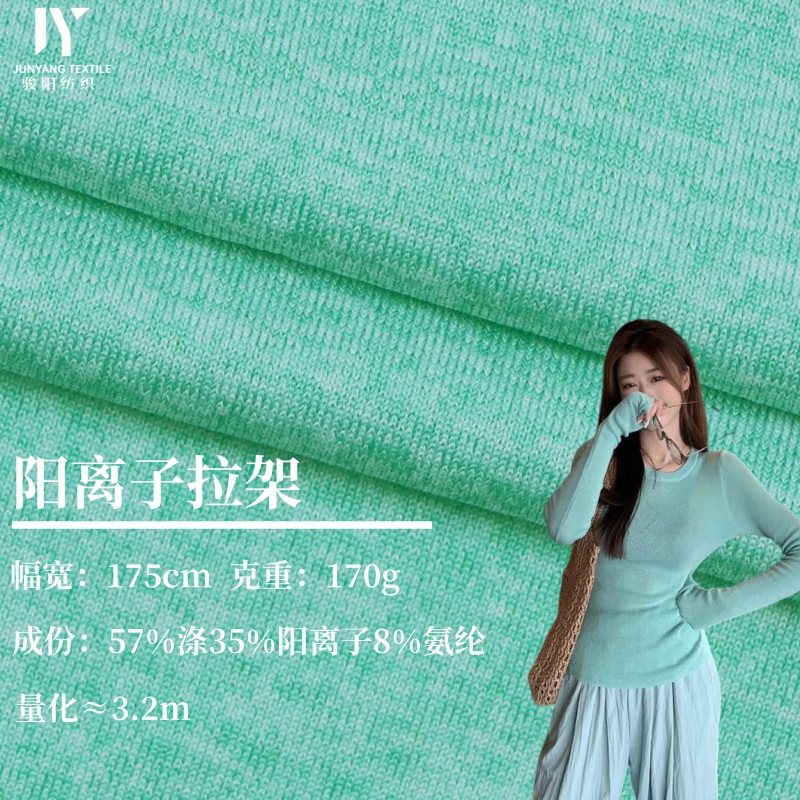170g阳离子拉架汗布高弹力柔软亲肤涤氨彩纱双色运动上衣针织面料