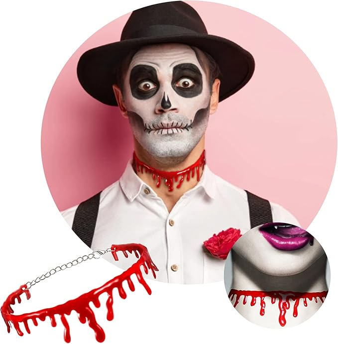 Blood Drip Choker Necklace Halloween Vampire Horror Jewellery_voghion.com