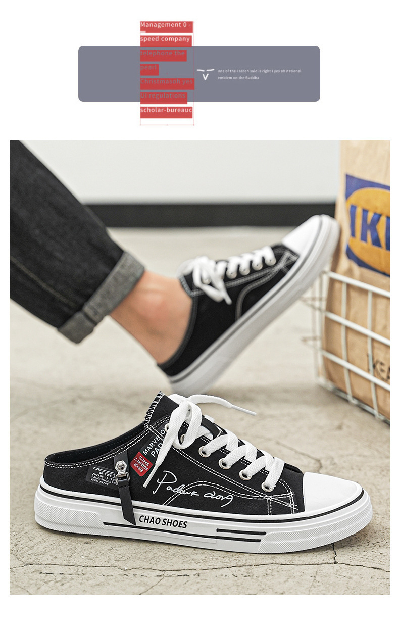 Artistic style canvas half trailer summer men's 2024 new Korean version casual trendy shoes for teenagers and students_voghion.com