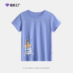 跨境童装男童欧美风可爱小熊上衣夏  儿童全棉a类短袖t恤一件代发