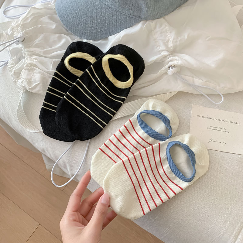 Socks Women's Summer Striped Stealth Boat Socks Japanese Style All-match Ins Style Non-slip Solid Color Socks Women's Socks