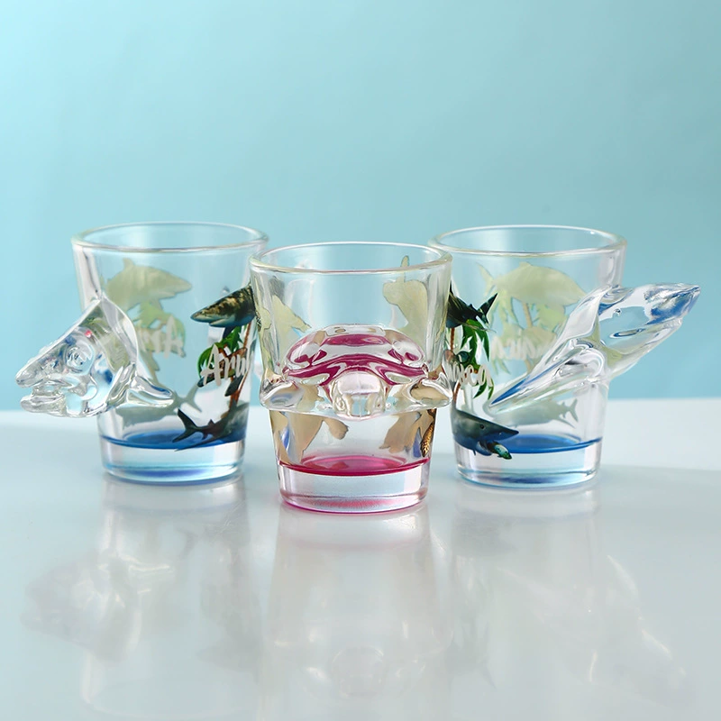 Стеклянный шот, дизайн акулa, (скр Cross-border торговля), дельфин, подарок на день рождения, опт