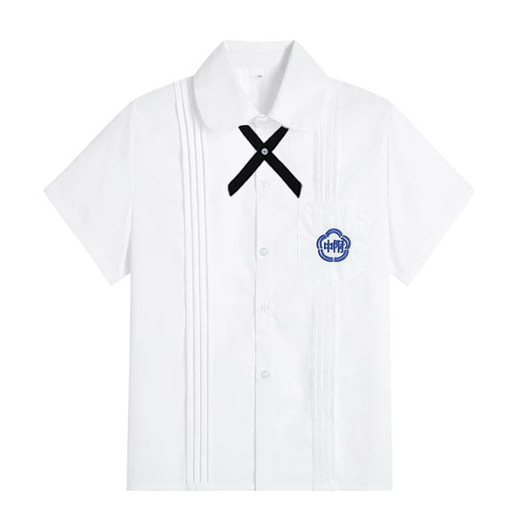 Girls white short sleeves + thin bow tie
