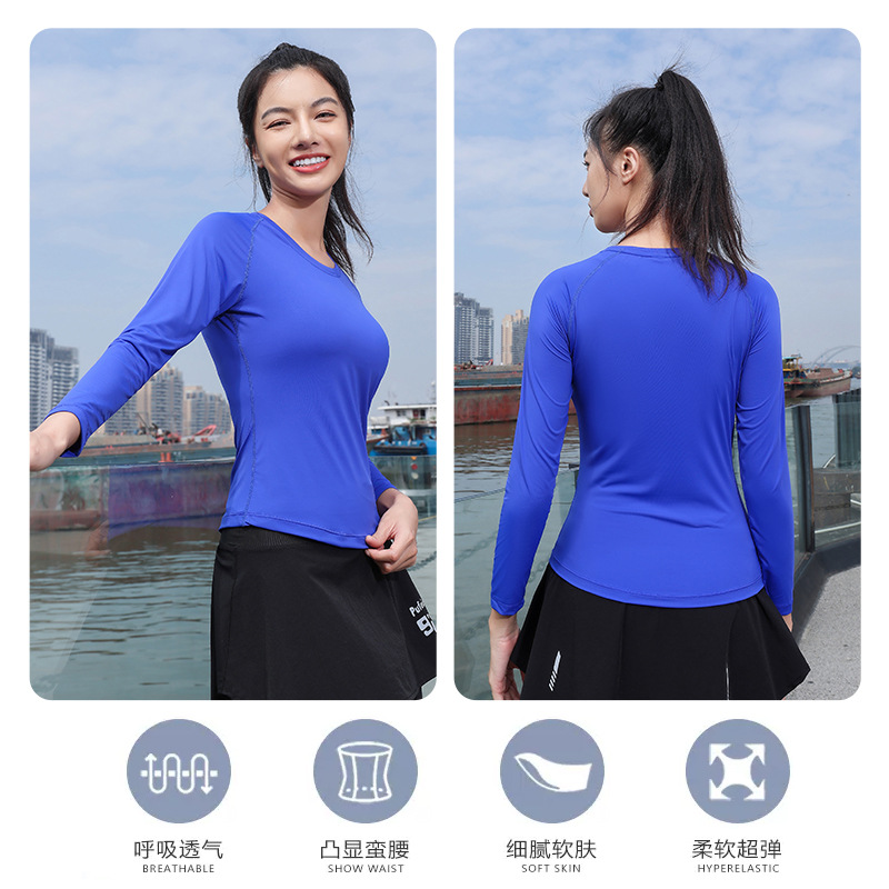 Camiseta de secado rápido ajustada para mujeres 2022 otoño nueva ropa de entrenamiento de yoga para correr delgada Camiseta deportiva para adelgazar