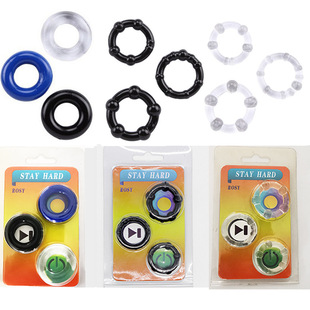 Three-Color Ring with Beads, Semen Locking Ring, Crystal Ring, Particle Delayed Penis Ring, Men's Anti-Ejaculation Sex Toy, Adult Products