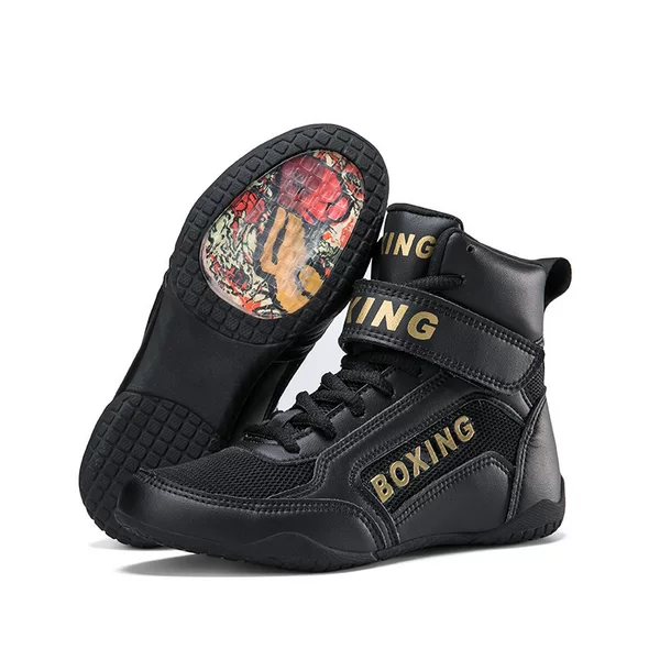 Cross-Border 2025 New Model Unisex Mid-Top Breathable Non-Slip Boxing Shoes for Sanda Training, Lightweight Wrestling Shoes, Direct Sales from the Manufacturer