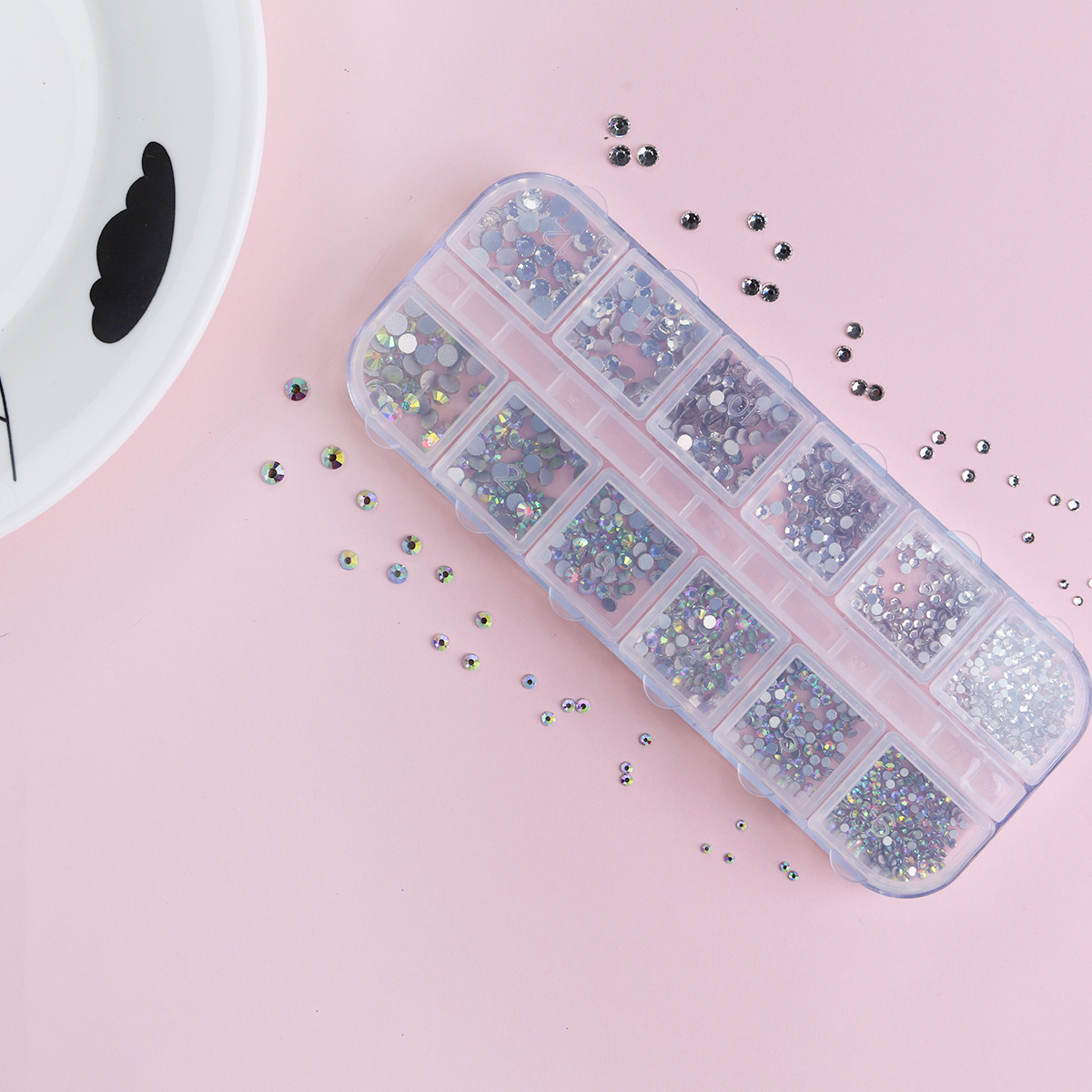 Joyas de manicura 12 ga acrílico transfronterizo conjunto explosivo AB mezcla taladro plano taladro de manicura de color al por mayor