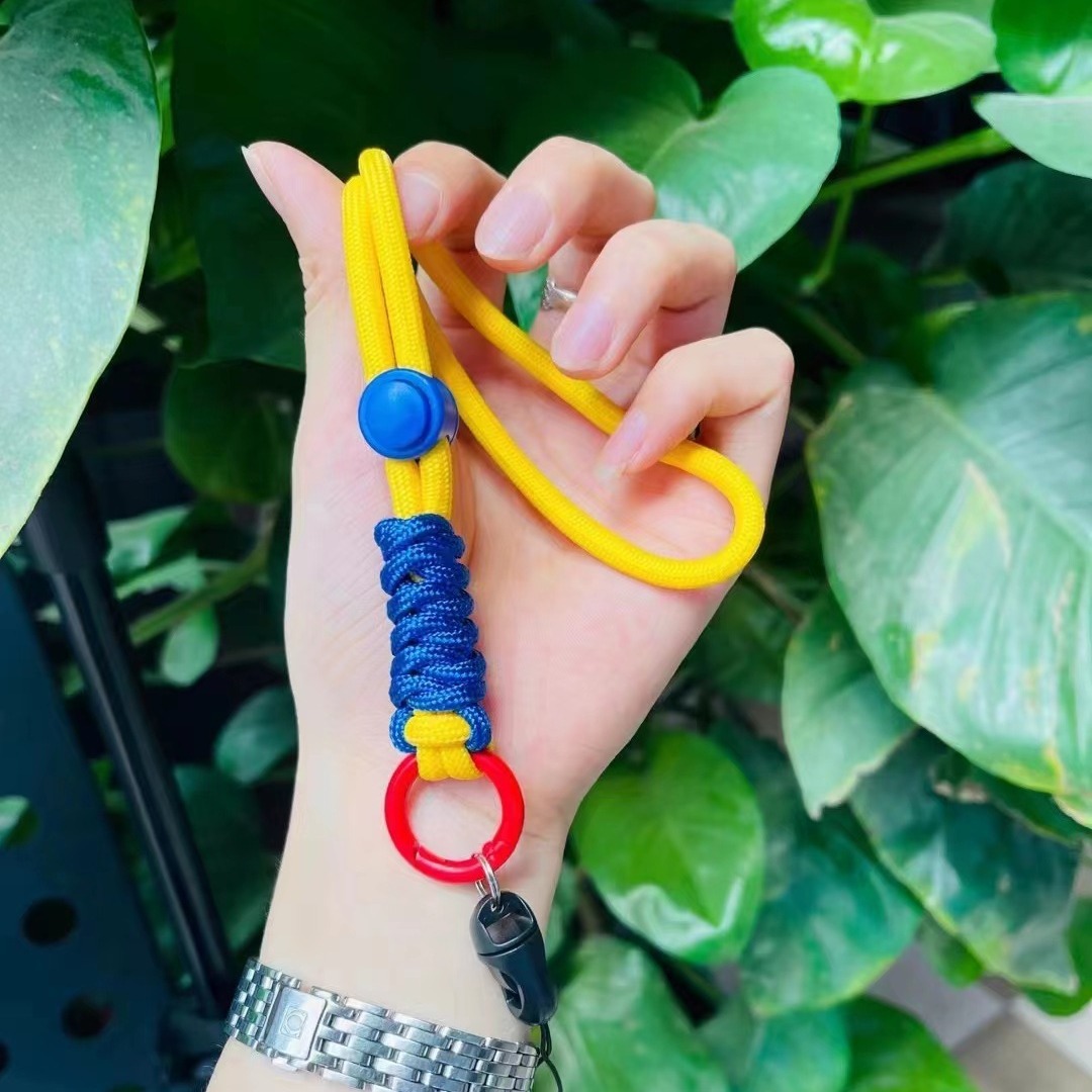 Nuevo teléfono móvil contraste color cordón Halter anti-perdido ajustable muñeca cuerda llavero cuerda trenzada hecha a mano cuerda de mano de dos colores