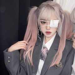 Long straight hair wigs for women with round faces, naturally fluffy and sweet, popular summer gradient peach pink full head cover style