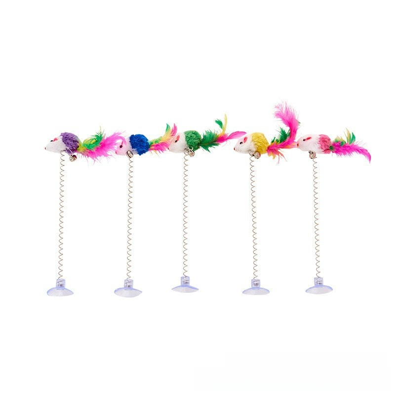 벨 깃털 고양이 시세 도매 애완 동물 고양이 장난감 토끼 모피 고양이 시세 스틱 빨판 스윙 봄 고양이 시세 장난감