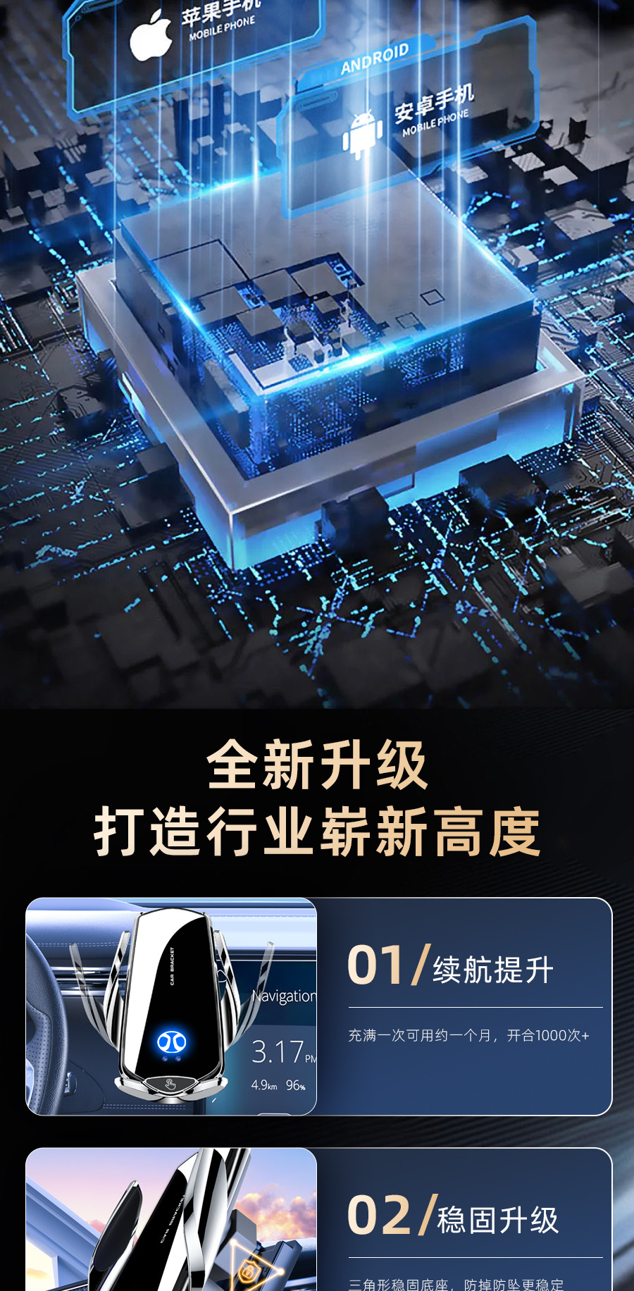 Special car BAIC smart infrared induction electric opening and closing mobile phone car wireless charging bracket mobile phone holder