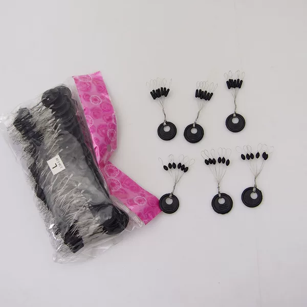 Black Rubber Space Beans 100 Sets/Pack Cylindrical Olive-Shaped Space Beans Fishing Line Accessories Bulk Space Beans