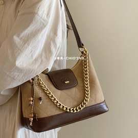 南风Chio2nd 魅雾棕语托特包包女款秋冬菱格通勤包百搭单肩斜挎包