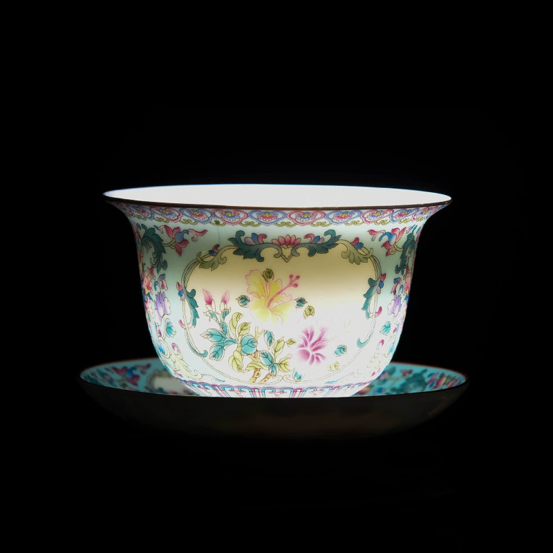 Эмалированная керамическая миска Jingdezhen один сервиз с цветной глазурью, набор для кунг-фу чая, пузырьковая чаша для чая