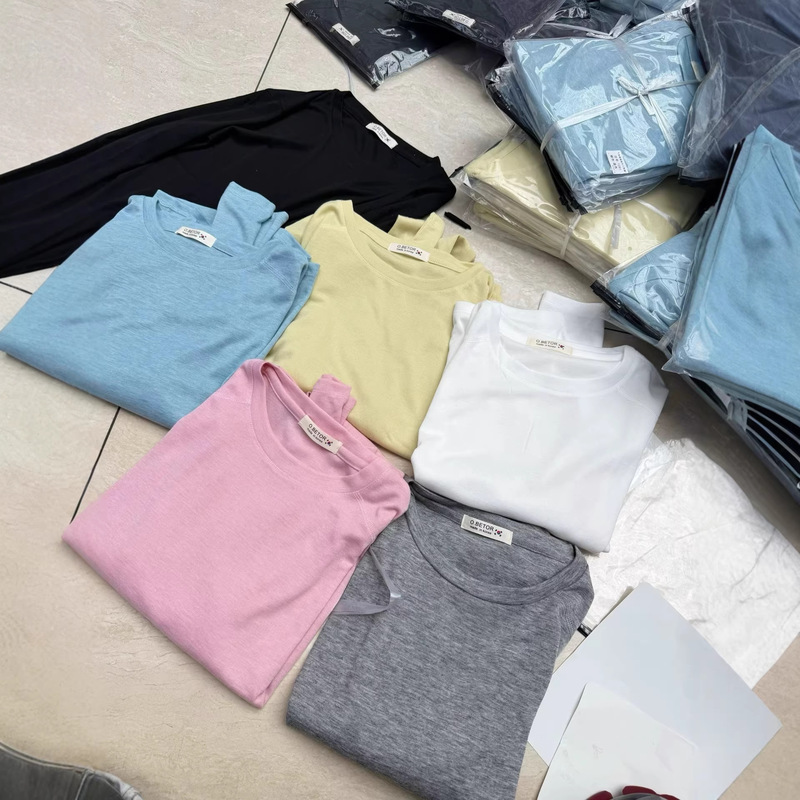 In-Stock Lyocell Tencel Soft Paper-Thin Tencel Mask Long-Sleeve Base Shirt T-Shirt Inner Wear Round-Neck Top for Women In-Stock Lyocell Tencel Soft Paper-Thin Tencel Mask Long-Sleeve Base Shirt T-Shirt Inner Wear Round-Neck Top for Women