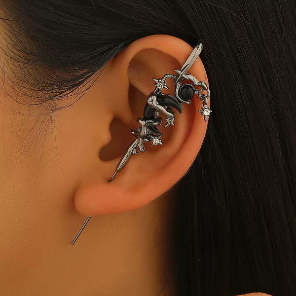 Creative Star and Moon Diamond Stud Earrings Geometric Fashion Personality Cool Style Earrings Holiday Gift Women's Earrings
