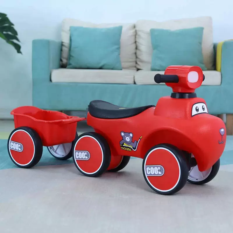 儿童平衡车男女宝宝无脚踏溜溜四轮滑行扭扭车防侧翻带后斗玩具车