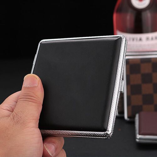 De Shan Metal Cigarette Case for Men, 20-Pack, Portable, Creative and Fashionable, with Pressure-Proof Cigarette Holder