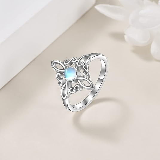 Cross-Border New Product Cut Out Ring Wish Same Style Sweet Moonstone Ring Personalized Design Engagement Ring Accessories for Women