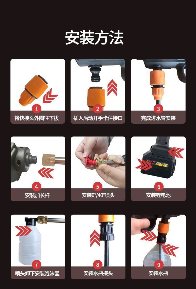 Household Car Washer Electric Car Wash Water Gun Cordless High Pressure