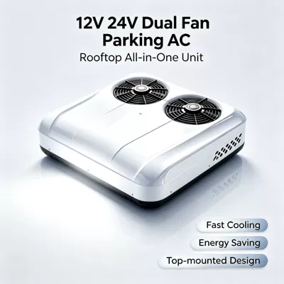 Automotive air conditioning — Trucks and Rvs - white-dual-fan-12v-single-cooling