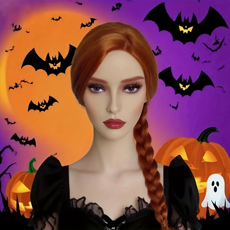 Princess Fiona Cosplay Wig European and American Cross-Border Halloween Orange Braided Synthetic Hair Wig Princess Fiona Cosplay Wig European and American Cross-Border Halloween Orange Braided Synthetic Hair Wig