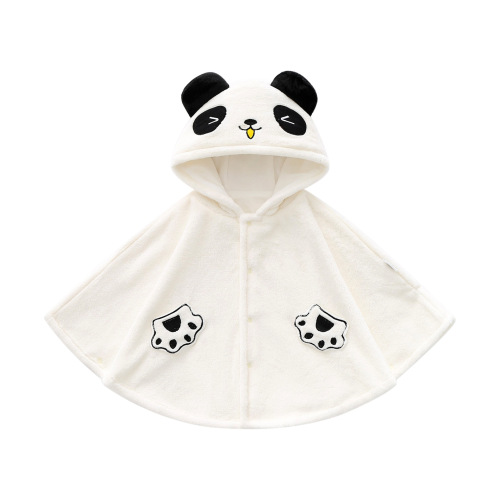 Children's Clothing 24 Fall/Winter New Cape Baby Cute Beige Cat Plush Warm Hooded Coat Outwear for Infants and Toddlers