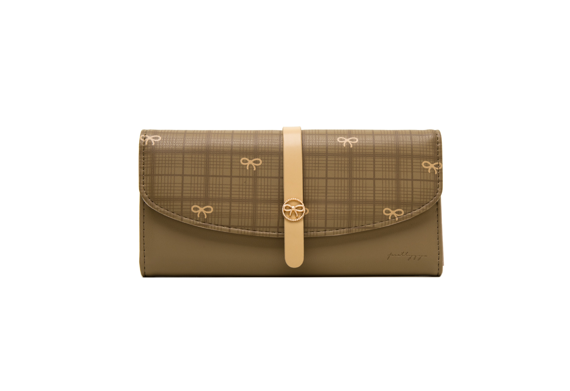 Frau Plaid Bogenknoten Pu-leder Schnalle Brieftaschen display picture 5