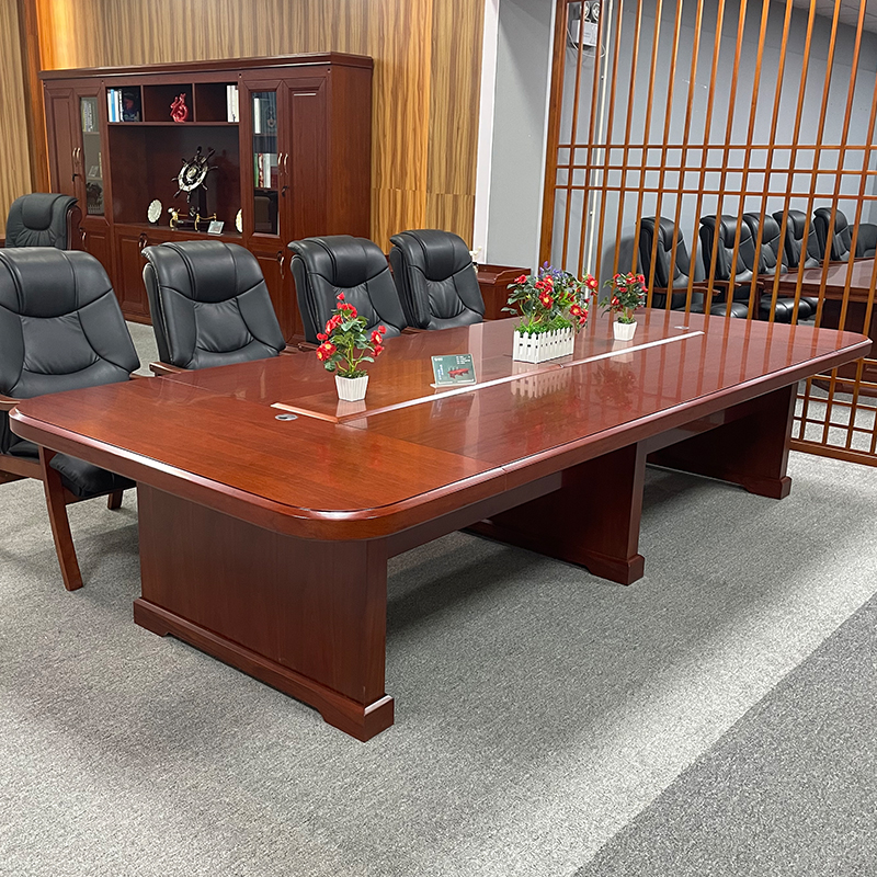 Large Painted Solid Wood Conference Table Long Table Negotiation Table Bar Desk Traditional New Chinese Style Meeting Table and Chair Combination