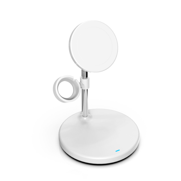Cargador inalámbrico magnético tres en uno adecuado para iPhone, auriculares, relojes, escritorio vertical, carga rápida de 15 W_voghion.com