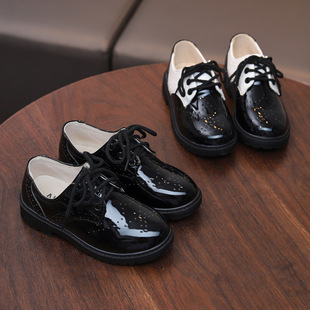Осенняя обувь для мальчиков для черной кожи, детское школьное платье девочки цветочницы