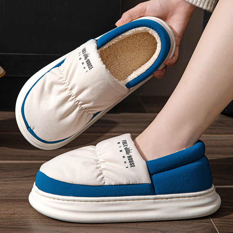 thumbnail image 1 of Nuevas zapatillas gruesas de algodón de invierno 2024 con tacón para hombres, parejas, ropa interior cálida para exteriores, zapatos de algodón para mujeres, 1 of 5