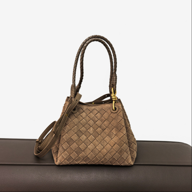 In-Stock Bv Suede Woven Parachute Bag New Model Shu Qi Same Style Basket Bag Large Capacity Cowhide Bucket Bag Women's Bag In-Stock Bv Suede Woven Parachute Bag New Model Shu Qi Same Style Basket Bag Large Capacity Cowhide Bucket Bag Women's Bag